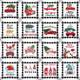 kinds of Santa Claus Pillow cases Lattice xmas Christmas Tree Peach Skin Cushion Covers Square Sofa Pillowcase 45*45cm make logo offer custom service