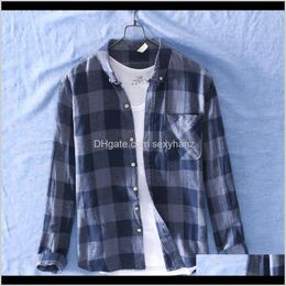 Clothing Apparel Drop Delivery 2021 Spanish Style Suehaiwes Brand Long-Sleeved Linen Men Plaid Casual Shirt Mens Fashion Tops Shirts Male Ove