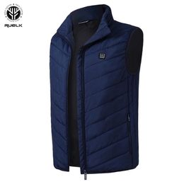 Man Fashion Veat Heating Vest Smart USB Charging Large Size Jacket Warm Heating Winter Cotton Jacket Men Winter Warm Vest Male 211120