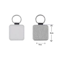 NEWSublimation Blank Leather Keychain Pendant Fashion Heat Transfer Square DIY Keychains Creative Gift Supplies Key Ring EWA6123