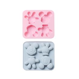 Cartoon 4 even small rat silicone tools Mould DIY cake chocolate 3D Mould children's food supplement soft candy cookie baking tool