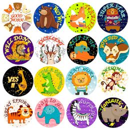 Party Favor Reward Stickers for Students Teachers Encouragement Sticker Roll Kids Motivational Stickers with Cute Animals