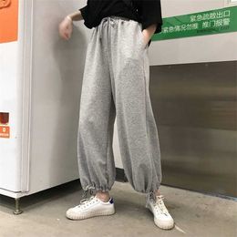 HOUZHOU Grey Sweatpants for Women Joggers Autumn Fashion Harem Pants Korean Style Oversized Trousers 211216