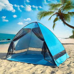 Anti-mosquito Beach Camping Tent Shade UV Protection Automatic Outdoor Portable Tent With Mesh Curtain Camping Shelter XA215A Y0706