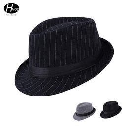 Men's Hats Autumn And Winter Stripes Warm British Retro Jazz Hat Ladies European American Fashion Small Top Visor Wide Brim