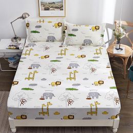 Sheets & Sets Cartoon Animal Print Fitted Sheet For Single Double Bed Kids Adults 100% Cotton (no Case) XF748-3