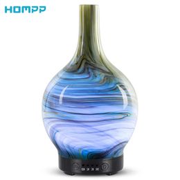 100ml Aromatherapy Essential Oil Diffuser Glass Marble Design Handmade Cool Mist Humidifier Waterless Auto Shut-Off for SpaYoga 210724