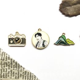 Let Go Mountain! Man Camera Mountain Charms Handmade Craft Metal Charms for Keychains Earring DIY Jewelry Making 10pcs