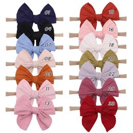 Cute Bowknot Baby Headband Turban Solid Colour Newborn Baby Girls Elastic Hair Bands Soft Nylon Headwear Kids Hair Accessories