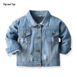 Top and Spring Autumn Fashion Baby Girls Denim Coats Infant Jackets Clothes Casual Outerwear Children Clothing for 0-24M 211011