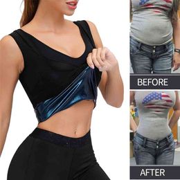Sweat Sauna Vest for Women Body Shaper Waist Trainer Weight Loss Fat Burning Shirt Slimming Compression Premium Workout Tank Top 210402