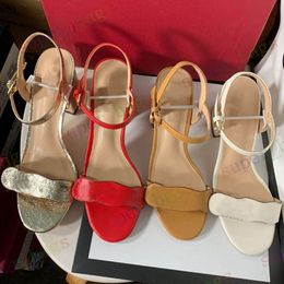 Summer beach Fashion 2021 Sandals square Women Metal LOGO Flat slides high heel slippers luxurys designers shoes large size 34-42