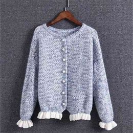 Women Knitted Cardigan Coat Autumn Winter Casual O-Neck Long Sleeve Crochet Knit Sweater Female Tops 210427