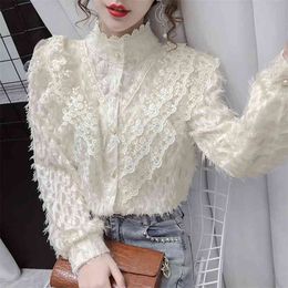 Fashion women's tops autumn temperament ladies all-match thin stand-up collar long-sleeved bottoming shirt 210520