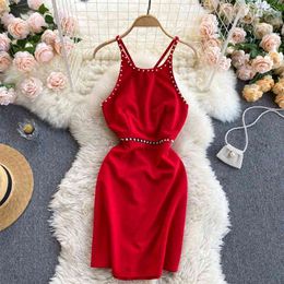 Korean Spring and Summer Fashion Women Sexy Sleeveless Slim Nightclub Short Package Hip Dress Vestidos R550 210527