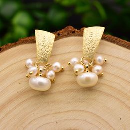 Natural Fresh Water White Pearl Boho Dangle Earrings for Women Handmade Ethnic Drop Earring Fine Jewellery Fashion Jewellery Gifts