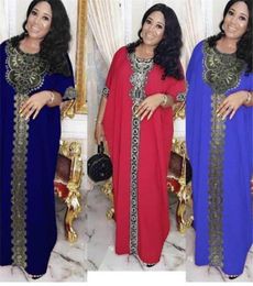 african kaftan dresses Canada - African Dresses For Women Embroidered Long Kaftan Solid Plus Size Summer Dress Fashion Maxi Elastic Abaya Gowns Casual