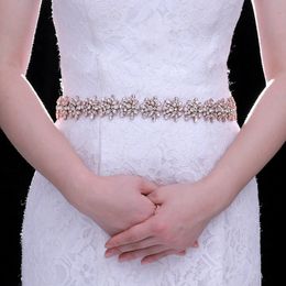 Rose Gold Rhinestone Bride Sash Bridal Bridesmaid Wedding Dress Accessories Belts Prom Evening Dresses Belt Jewelry Sash