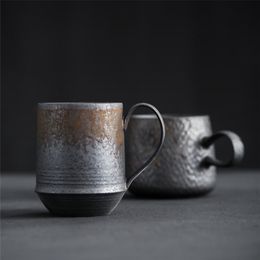 KuBac HoMmi INS Stoare handmade Japanese style vintage coffee cup afternoon tea ceramic mug set retro coffee cup 210804