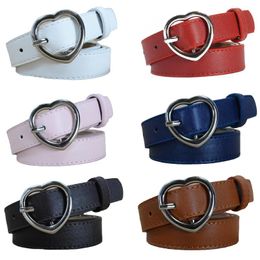 Belts Ladies Silver Metal Heart Buckle Belt Skinny Faux Leather Jeans Dress Waistband BLTHG0318