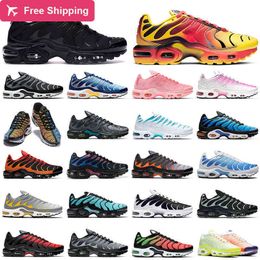 with box Great Seller tn plus running shoes men women Hyper Blue Grey Orange Greedy tns womens mens trainers outdoor sports sneakers Wholesale