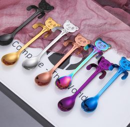 Lovely Mini Spoons Bear Spoon for Coffee 304 Stainless Steel Gold Dessert Tableware on Promotion