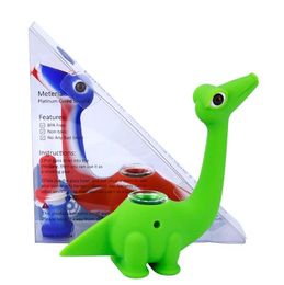 Cool Dinosaur 5inches Silicone Smoking Pipes Tobacco Oil Burner Dab Rigs Animal Hand Pipe For Dry Herbal with Glass Heady Beaker