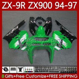 Fairings Kit For KAWASAKI NINJA ZX-9R ZX 9R 9 R 900 CC ZX9 R ZX9R 94 95 96 97 Bodywork 100No.79 ZX900 900CC ZX-900 1994 1995 1996 1997 ZX900C 94-97 OEM Green black MOTO Body