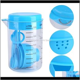 Kitchen, Dining Bar Home & Garden7 Pcs/Set Blue Plastic Cup Measuring Tools Sets For Kitchen Baking Coffee Graduated Spoons Drop Delivery 202