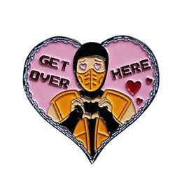 Pins, Brooches Mortal Kombat Scorpion Ninja Heart Enamel Pin Lapel Brooch Metal Badge Jewellery Accessary