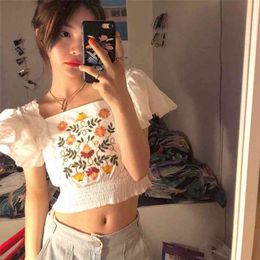 Embroidery Lace Womens Blouses Summer Tops Femme Casual Women Shirt Short Sleeve Linen Cotton Girls Blouse Plus Size Blusas 210423