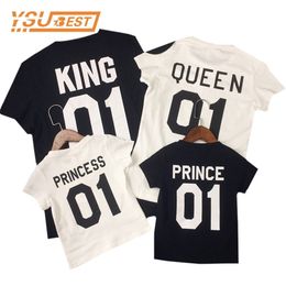 Summer Look 01 King Queen Prince Family Matching Outfits Short Sleeved T-shirt father Son Mother and Daughter Clothes 210417
