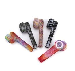 2021 new Luminous Patterned Hand Pipe Glow In The Dark Silicone Pipe Glass Bowl Dab Pipe 3.5" Environmentally FDA Silicone Water