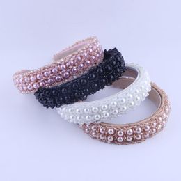 Hair Clips & Barrettes Fashion Personality Double Row Pearl Crystal Headband Ladies Prom Catwalk Street Shooting Gift Accessories 817