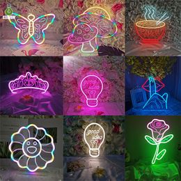 Colourful Butterfly LED Neon Light Sign Wedding Decoration Christmas Birthday Party Home Decor Night Lamp with Dimmable Switch