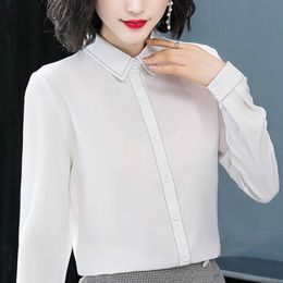 Blouses Woman White Blouse Women Tops Turn Down Collar Office Ladies Tops Long Sleeve Chiffon Blouse Plus Size Tops C154 210426