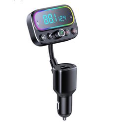 Handsfree Car Kit T67 Bluetooth-compatible 5.0 FM Transmitter AUX MP3 Player With PD 18W Type-C Quick Charge + 2 USB