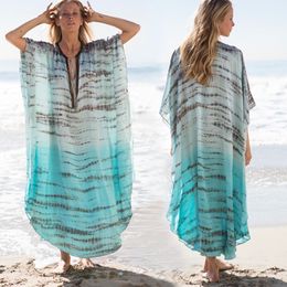 Print Chiffon Swim wear Beach Cover up Tunics for Long Kaftan Bikini Robe de Plage Sarong Swimsuit coverup