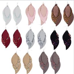 S-shaped multi-layer leather earrings three-layer sequin pendant earrings 8 colors suitable for women GC532