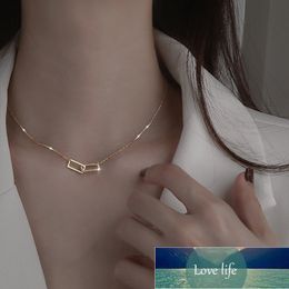 NEW 925 Sterling Silver Necklace Shiny Rectangular Pendant Inlaid Cubic Zirconia Choker Gift For Girls Exquisite Jewellery NK064 Factory price expert design Quality