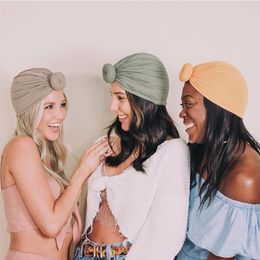 Berets Women Tie Turban Hat For Bohemian Style Jersey Top Knot India Muslim Cap African Hair Scarf Headwear Accessories