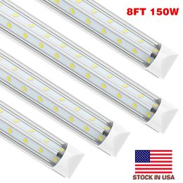 150W t8 tube light SMD5730 15000lm V-Shaped 2ft 3ft 4ft 5ft 6ft 8ft Cooler Door Led Tube T8 Integrated Led Tubes Double Sides Led Lights 85-265V bulbs Stock US