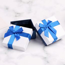 Gift Wrap 5pcs/lot Simple Ribobn Bow Earrings Jewellery Box High-grade Hard Paper Christmas Birthday Party
