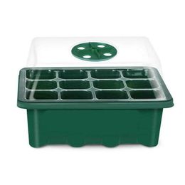 Planters & Pots Seed Starter Trays Seedling Tray 12 Cells Humidity Adjustable Plant Kit With Dome Greenhouse Grow