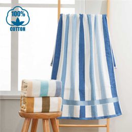 Bath Towel 100% Cotton High-grade Soft Trip Towel Bathroom Face Towels for Adults for Home Textiles Blue Yellow Grey 70x140cm 210611