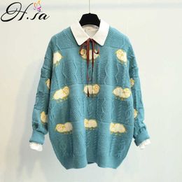 H.SA Winter Women Clothing Warm Thick Pullover and Sweaters Twisted Sheep Jumpers Christmas Sweaters Lovely pullover Women 210716