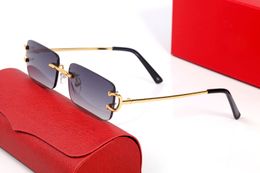 fashion designer sunglasses for men glasses rectangular mens woman rimless sun eyeglasses silver gold Red Beige Green metal frames311G