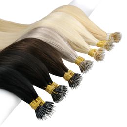 -Extensões de cabelo humano nano anel 14 "-24" Fushion frio twitch de cabelo real Micro beads links Cabelo brasileiro Cabelo brasileiro para as mulheres 1g / s 100g / pacote