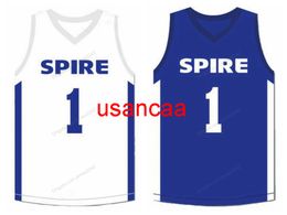 Custom LaMelo Ball #1 Spire Basketball Jersey Men's Stitched White Blue Size S-4XL Any Name And Number