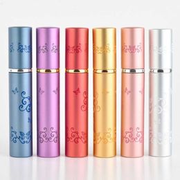 Fashion 8ML Mini Portable Colourful Exquisite Glass Perfume Bottle With Butterfly Flower Aluminium Tubes Spray New 500pcs Botella